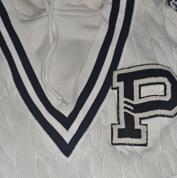 Ralph Lauren POLO  White Cable Knit Hoodie  Dress with Navy Accents XXL - Picture 3 of 7